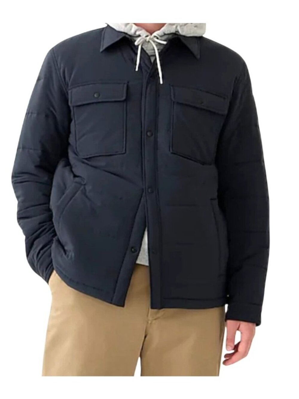 J. Crew Eco Nordic ShirtJacket PrimaLoft Recycled Material Snap Quilted Size Lg